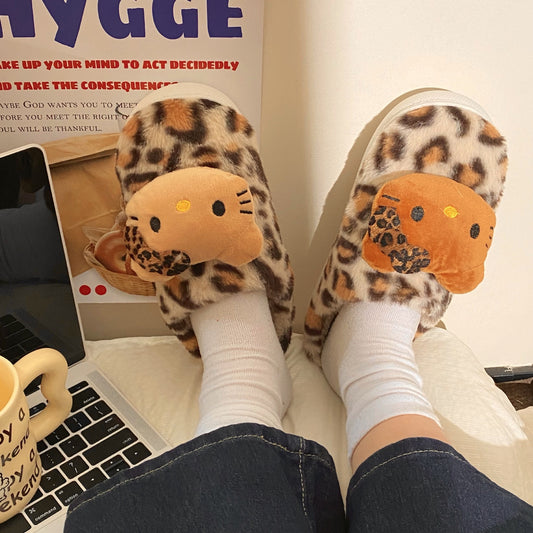 Leopard print HelloKitty slippers