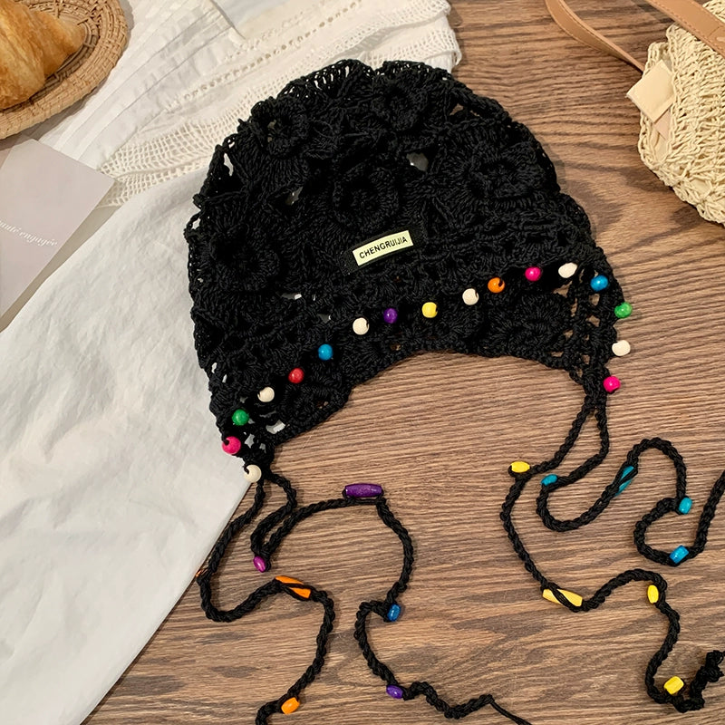 Hollow pearl tassel pendant headband cap