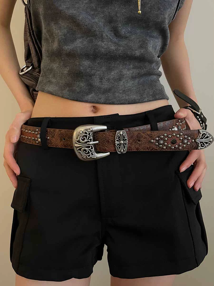 Brown rivet waistband