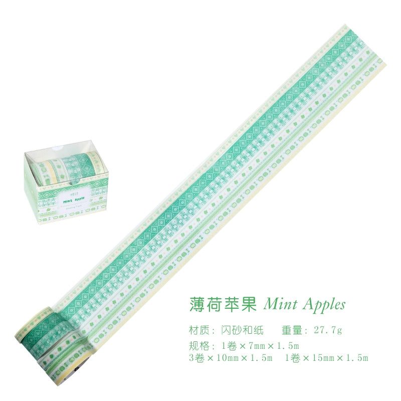 5rolls Roaming Star Island Colorful Grid Patching Tape