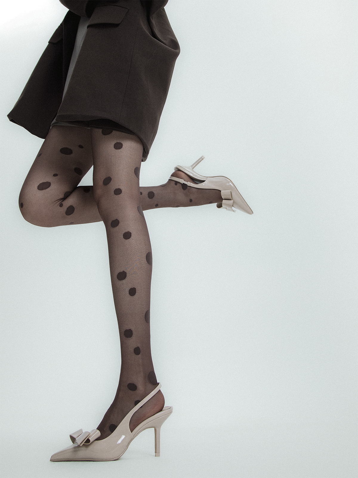 SS2L spring summer brown irregular size polka dot fashion spicy girl style pantyhose stockings women ins