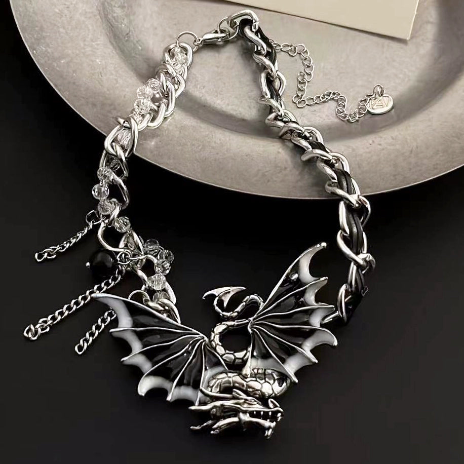 Y2K Heavy Industry Flying Dragon Relief Chocker Necklace