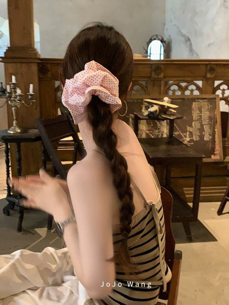 Pink polka dot large intestine hair circle