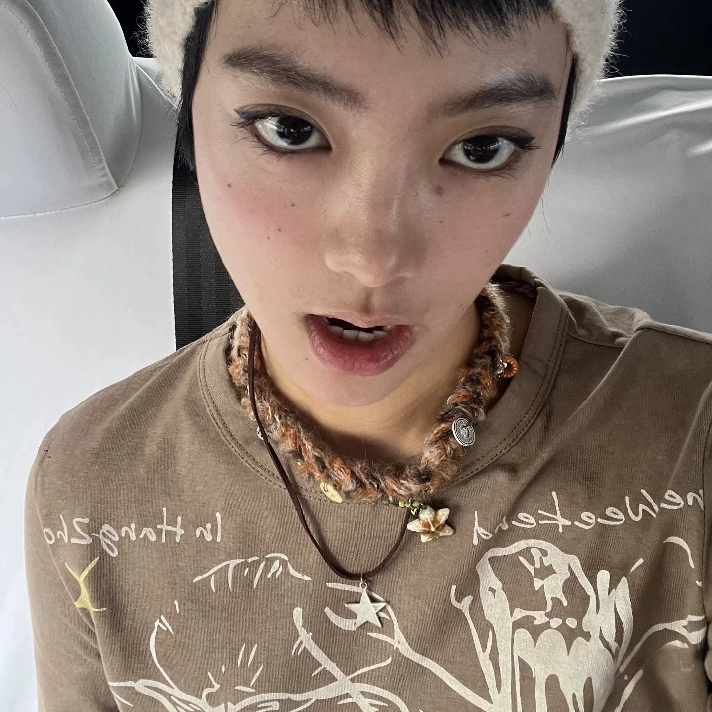 Y2K hippie wasteland style button plush choker