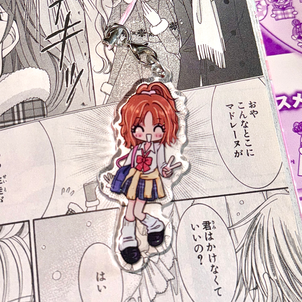 Cute girl acrylic drip keychain