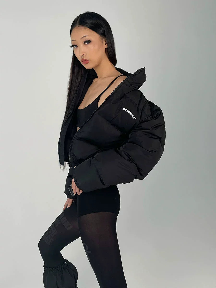 Embroidered cotton-padded jacket with letters