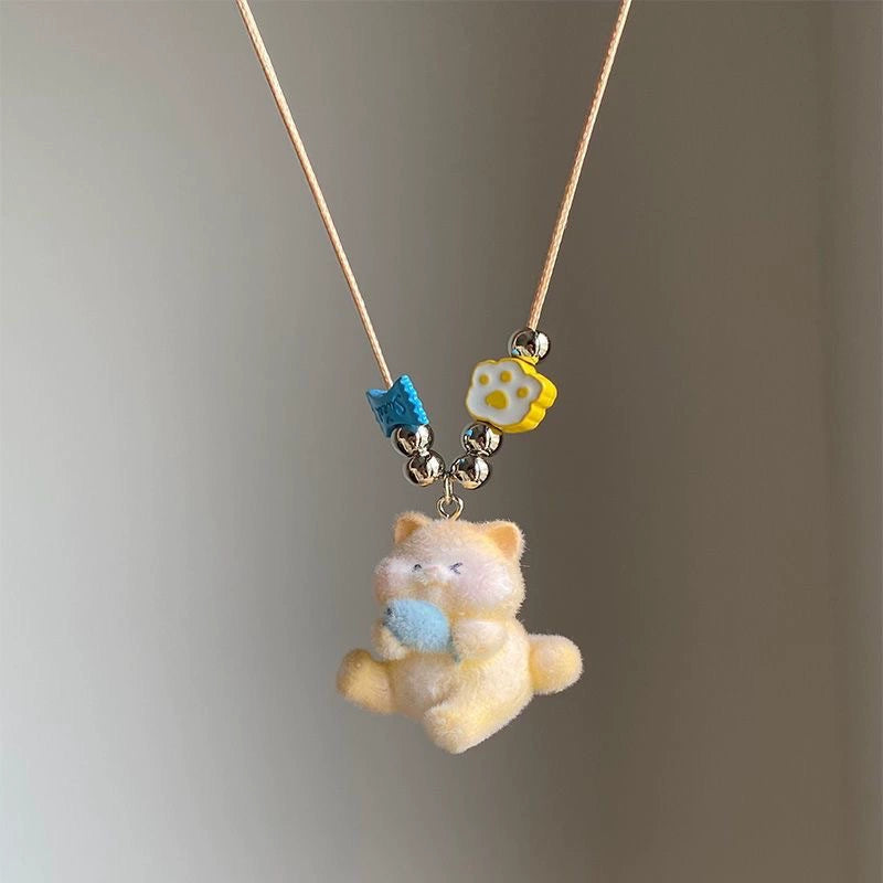 Y2K Mouth Full Kitten Plush Necklace