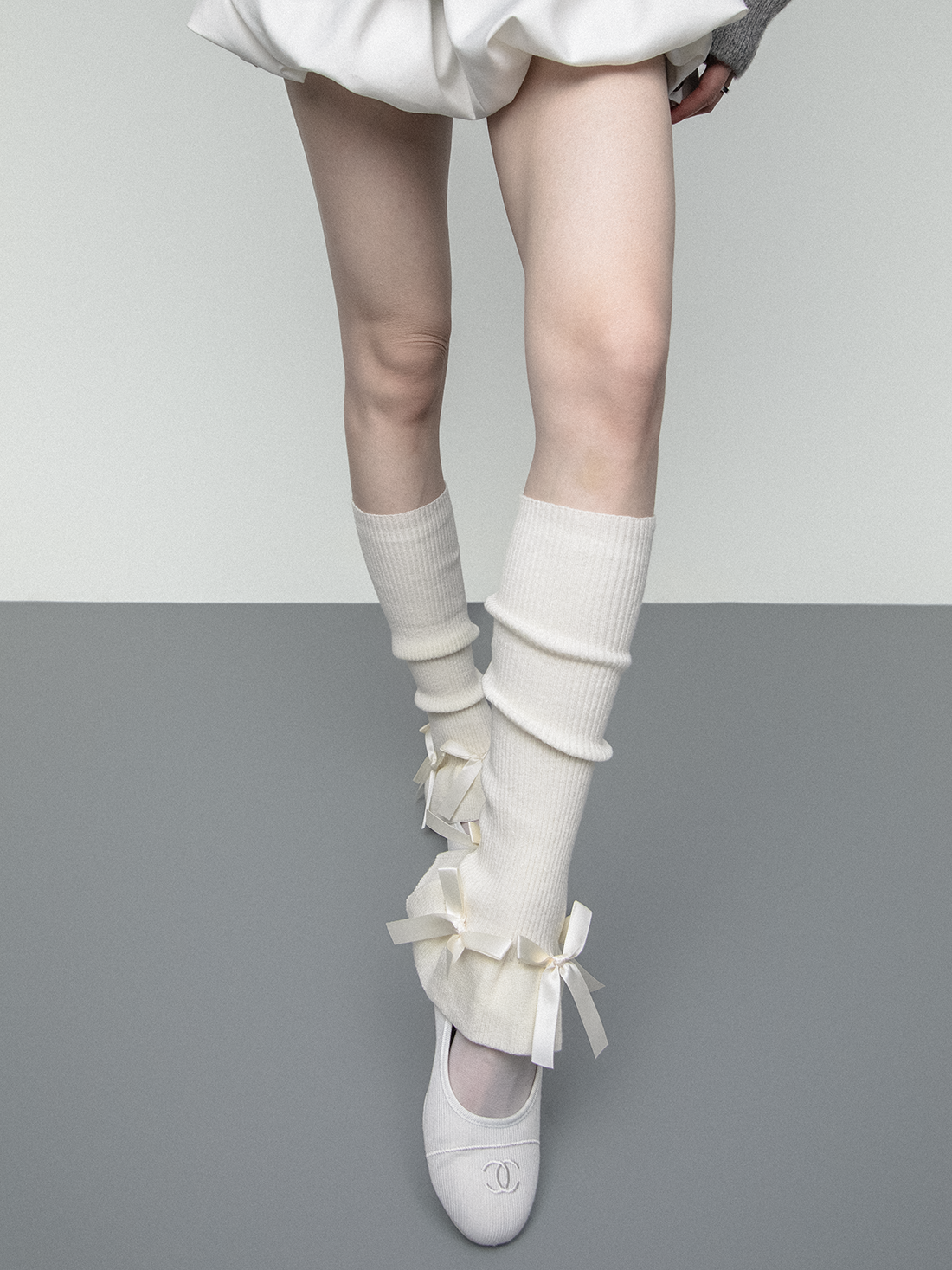 flower bud cute bow horn knitted socks