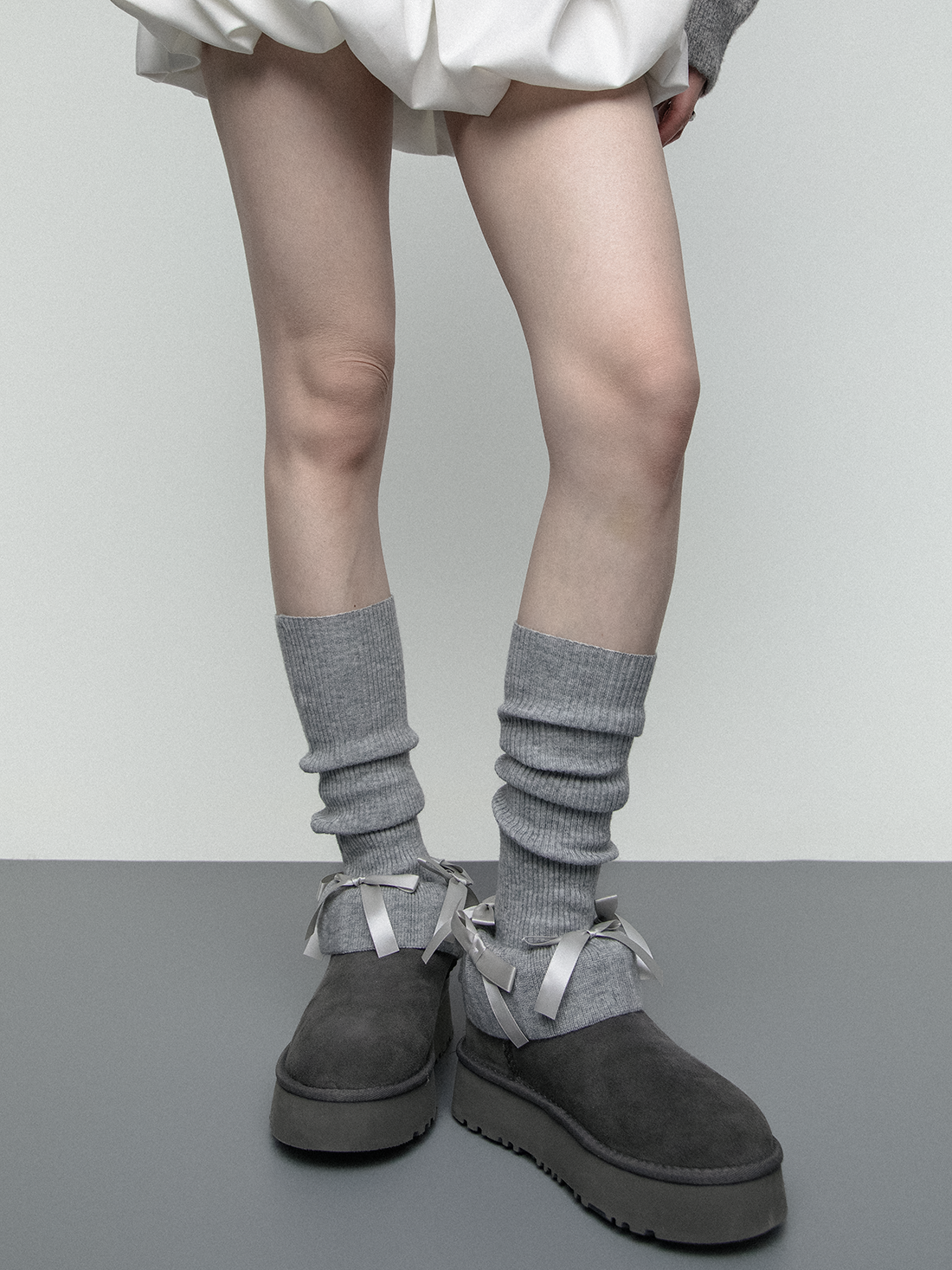 flower bud cute bow horn knitted socks