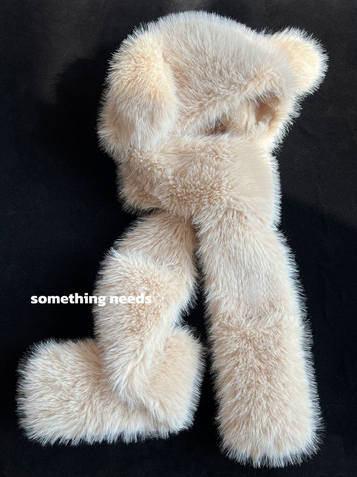 Cute rabbit ear plush hat scarf one-piece