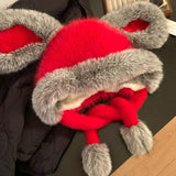 Cute red rabbit ear hat for Christmas
