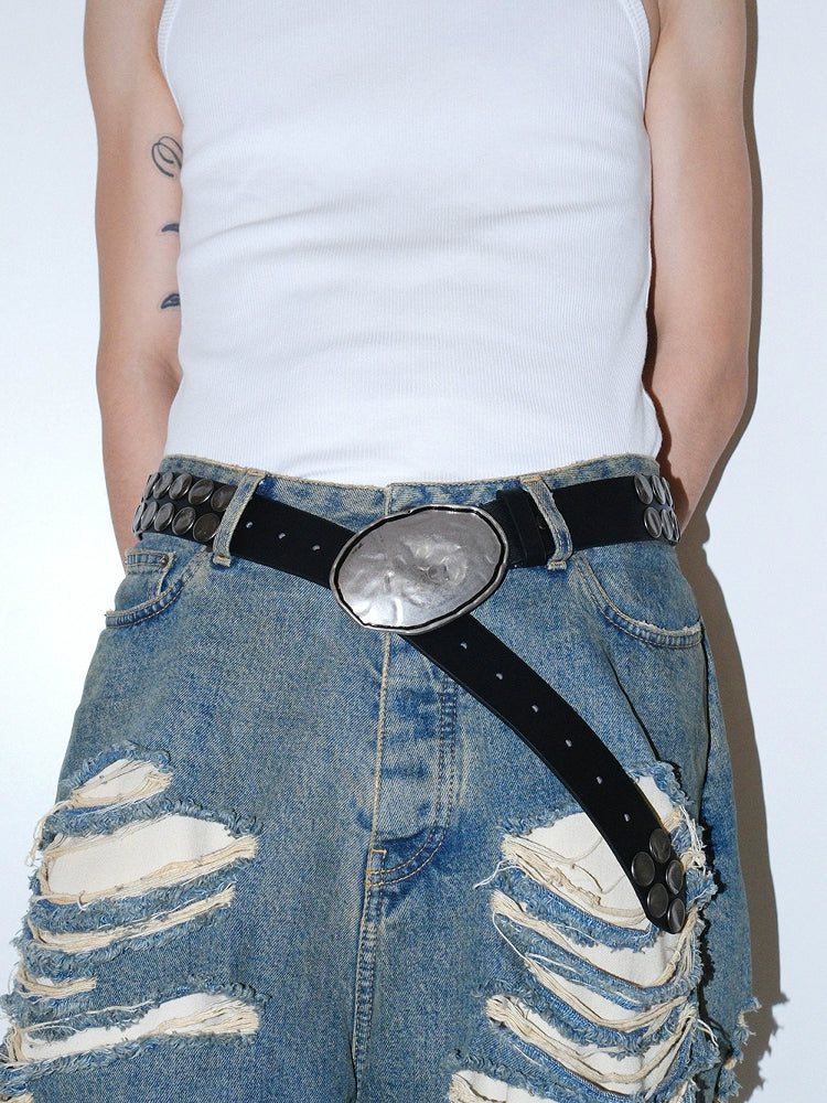 Metal black rivet waistband