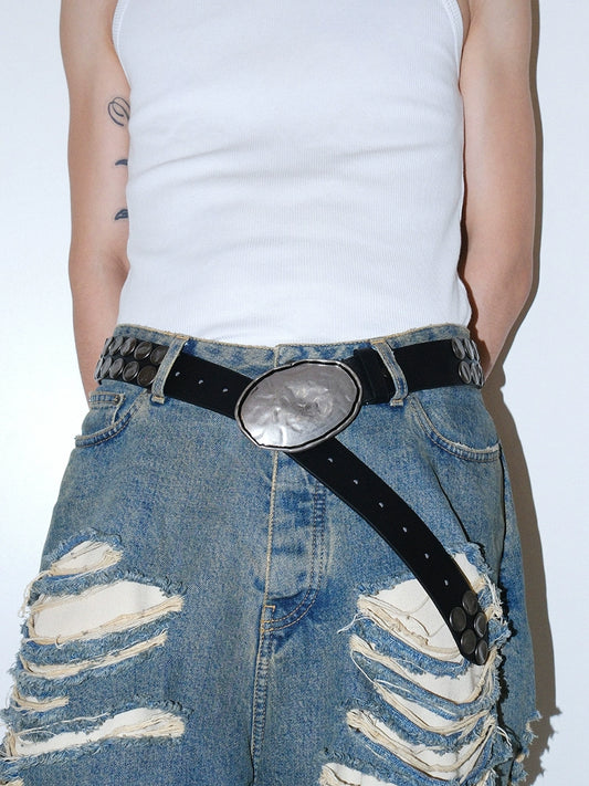 Metal black rivet waistband