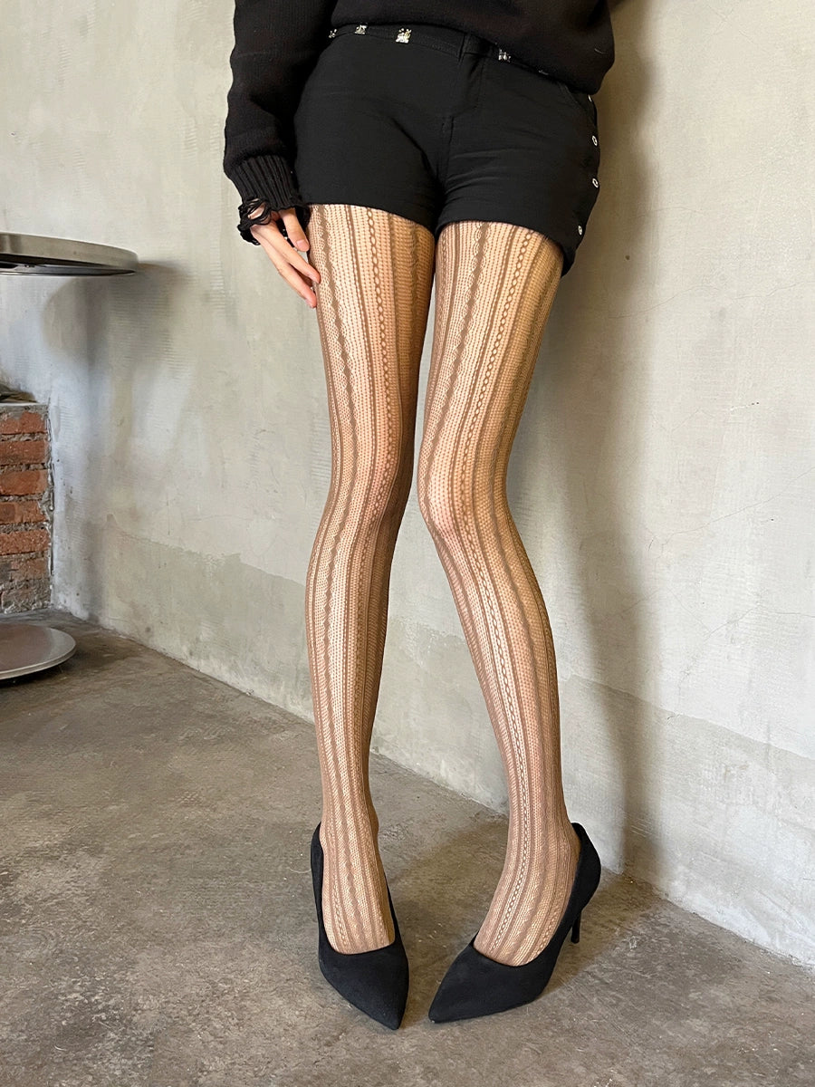 Chic Textured Vertical Stripe Pantyhose