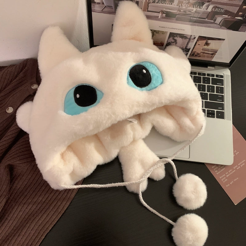 Cute black toothless plush hat