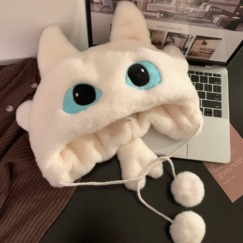 Cute black toothless plush hat