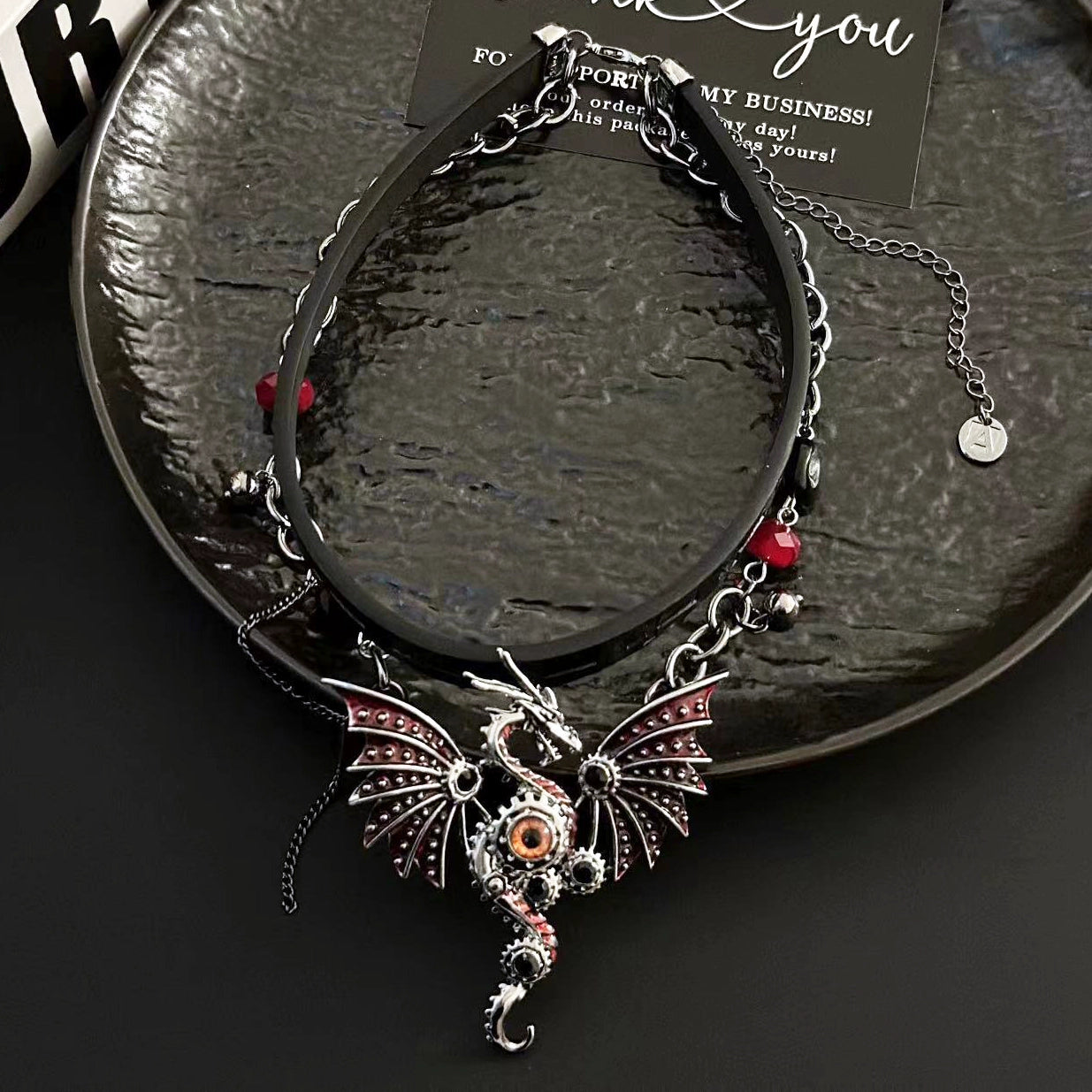 Y2K Heavy Industry Flying Dragon Relief Chocker Necklace