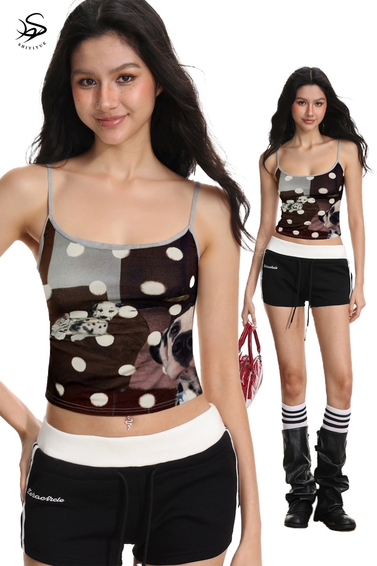 Dog printed short top