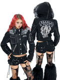 Crow feather prohibited embroidered fur collar detachable jacket