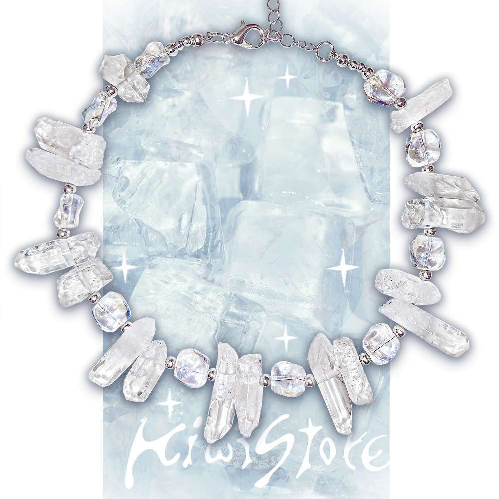 Ice Pillar Natural Stone Glass Necklace