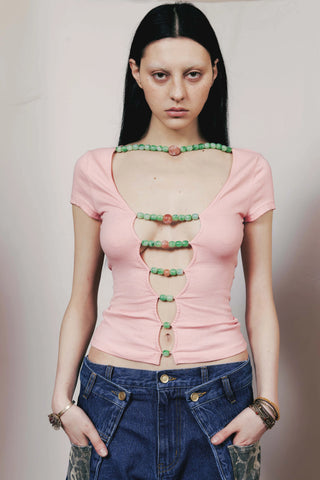 Waterbear 2024SS original design for spring and summer romantic slim fit simple top with front and back double wear