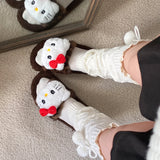 Brown Hello Kitty Plush Slippers