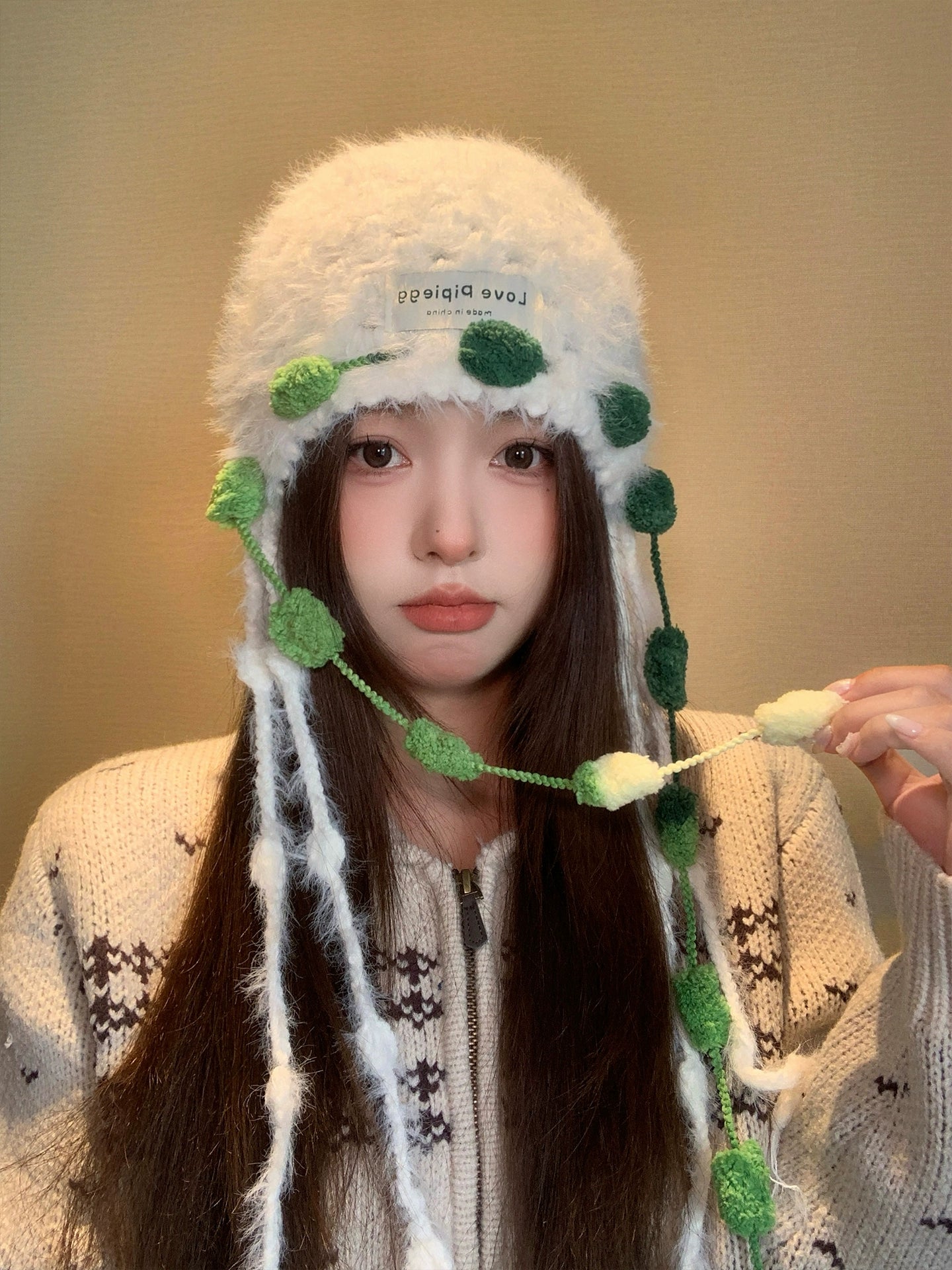 Plush tassel Knitted Ear Protection Hat