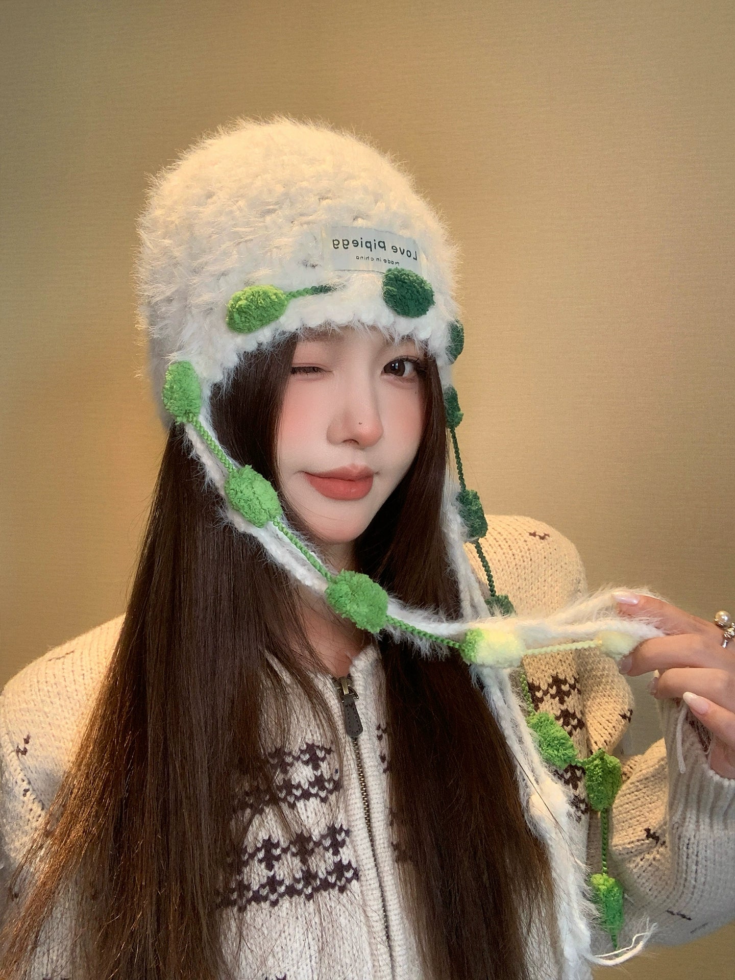 Plush tassel Knitted Ear Protection Hat