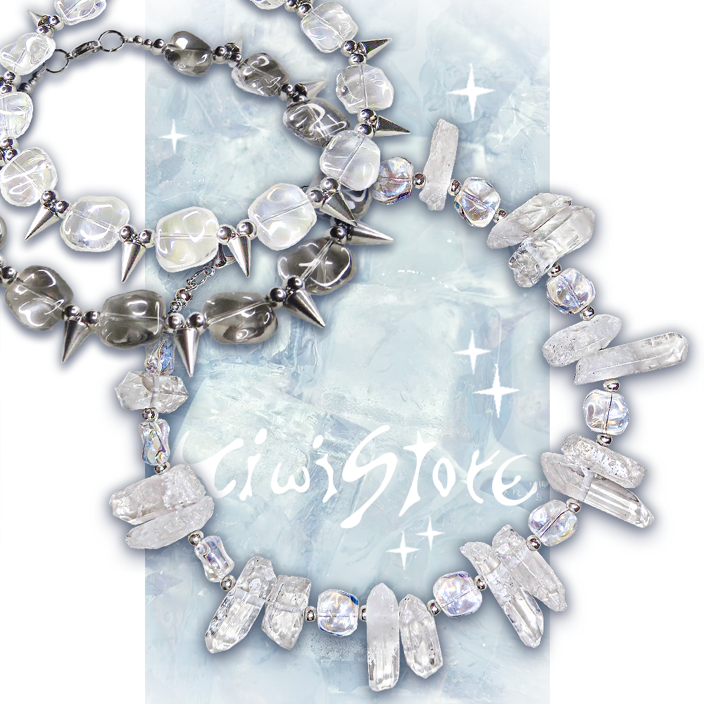 Ice Pillar Natural Stone Glass Necklace