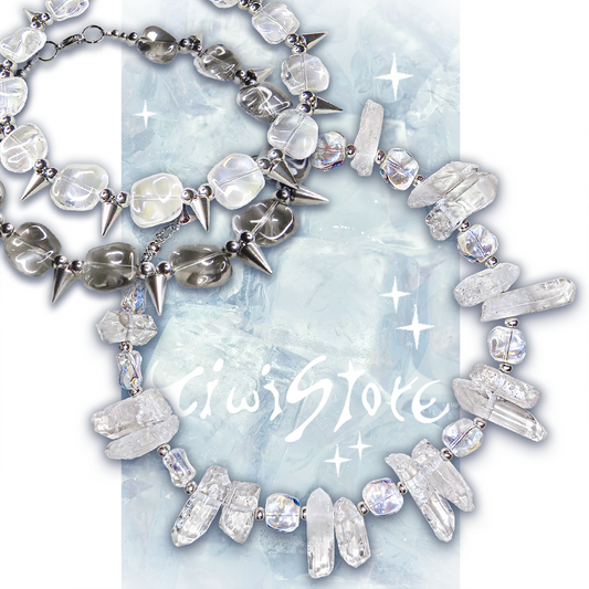 Ice Pillar Natural Stone Glass Necklace
