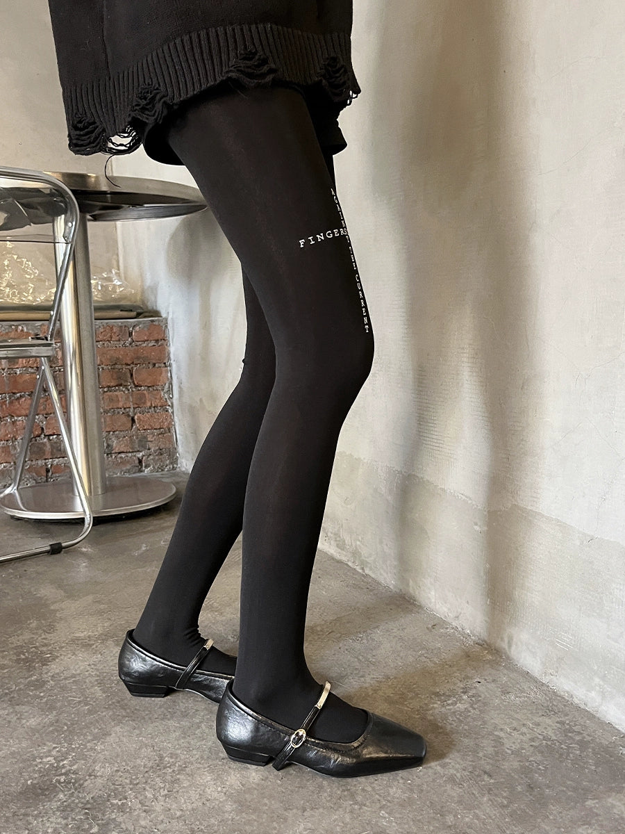 Thick letter cross print pantyhose