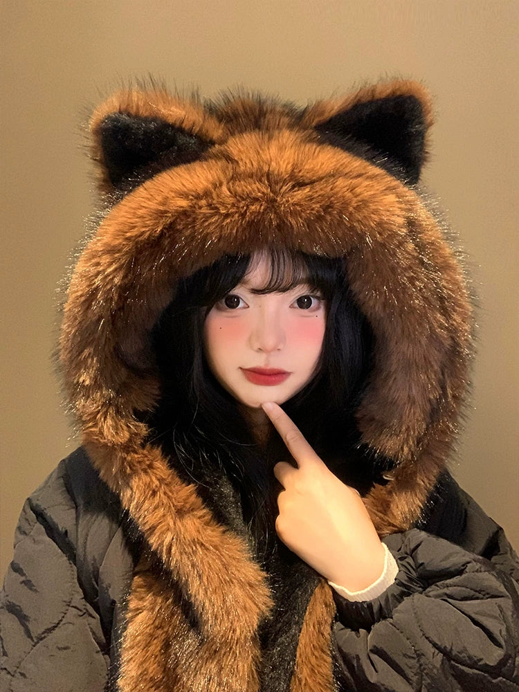 Fox ears, cute hat, scarf in one