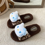 Brown Hello Kitty Plush Slippers