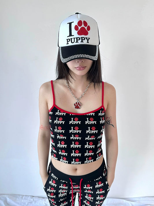 I love puppies full print cotton cami
