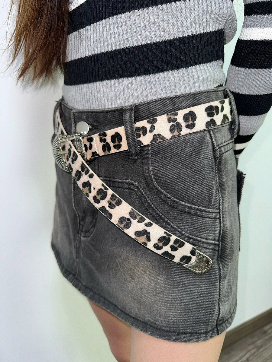 Leopard print retro carved waist belt