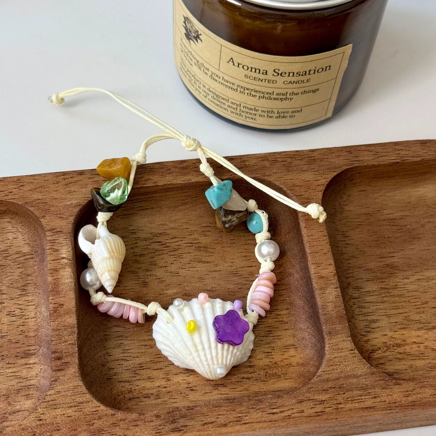 Coastal shell necklace earrings