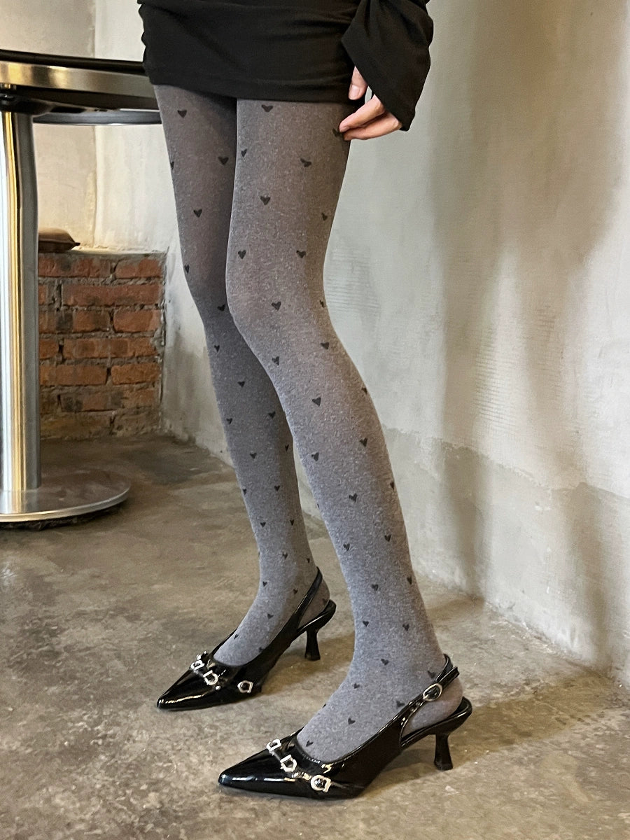 Retro polka dot sesame grey pantyhose