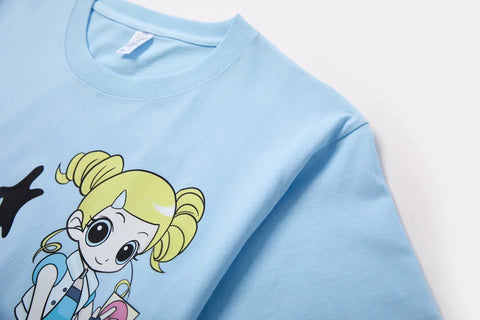 Flying Little Police Girl Printed Tee Short Sleeve Cotton