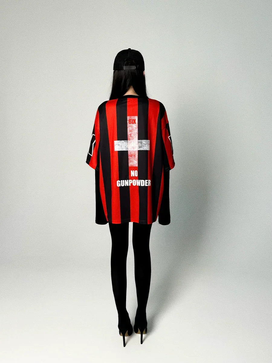Irregular diagonal cross long sleeved jersey