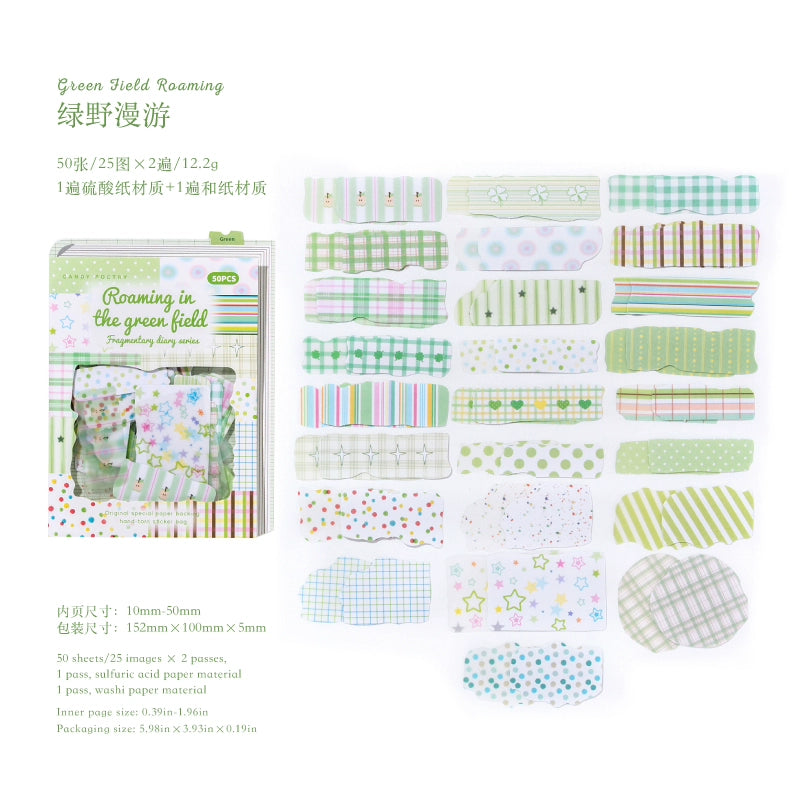 50pcs grid pattern small paper sticker