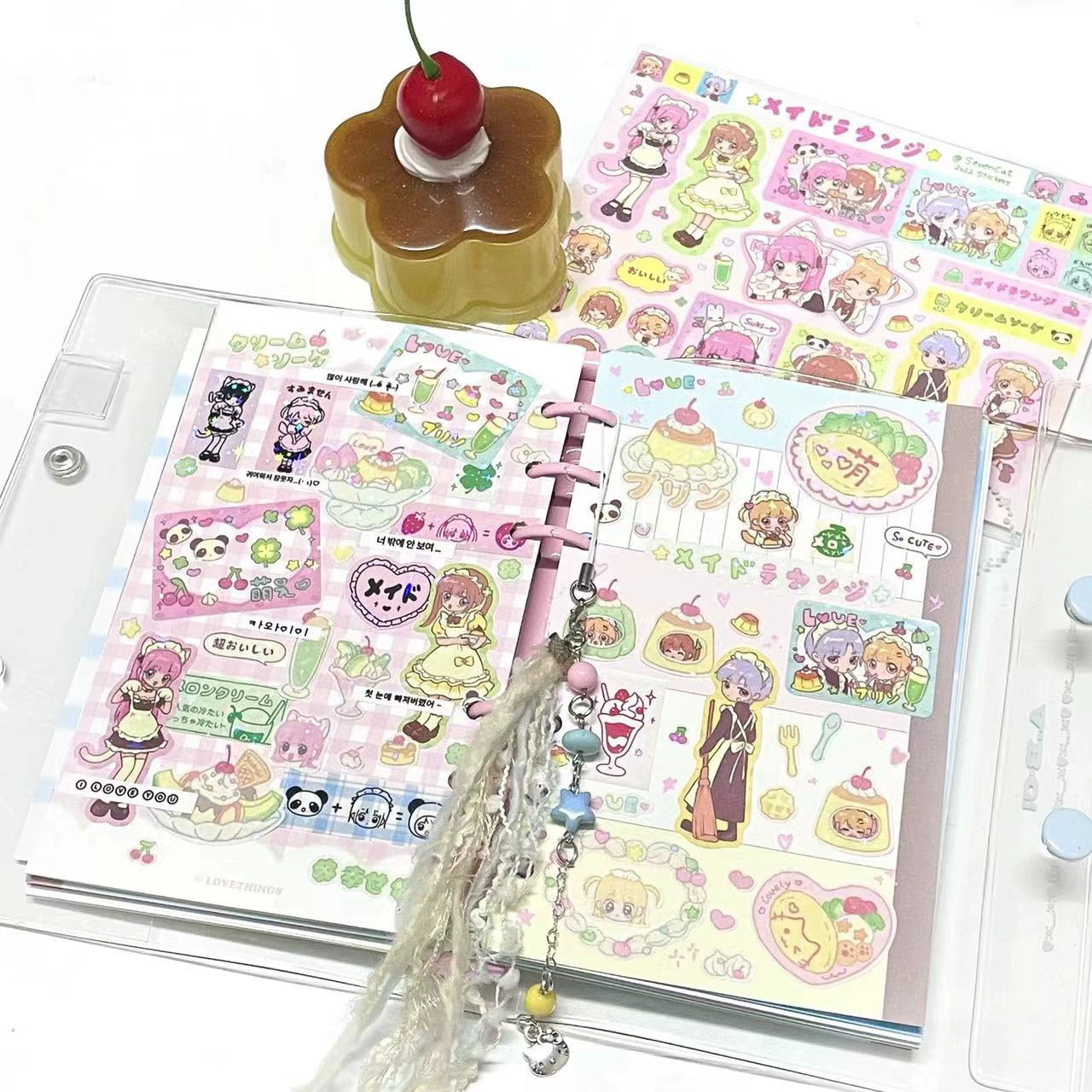 Q-version maid tea shop Showa retro Japanese stickers