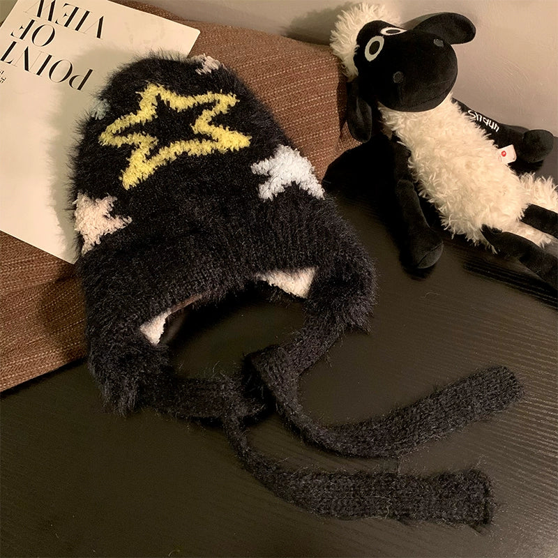 Cute Star Blue Knitted Plush Hat