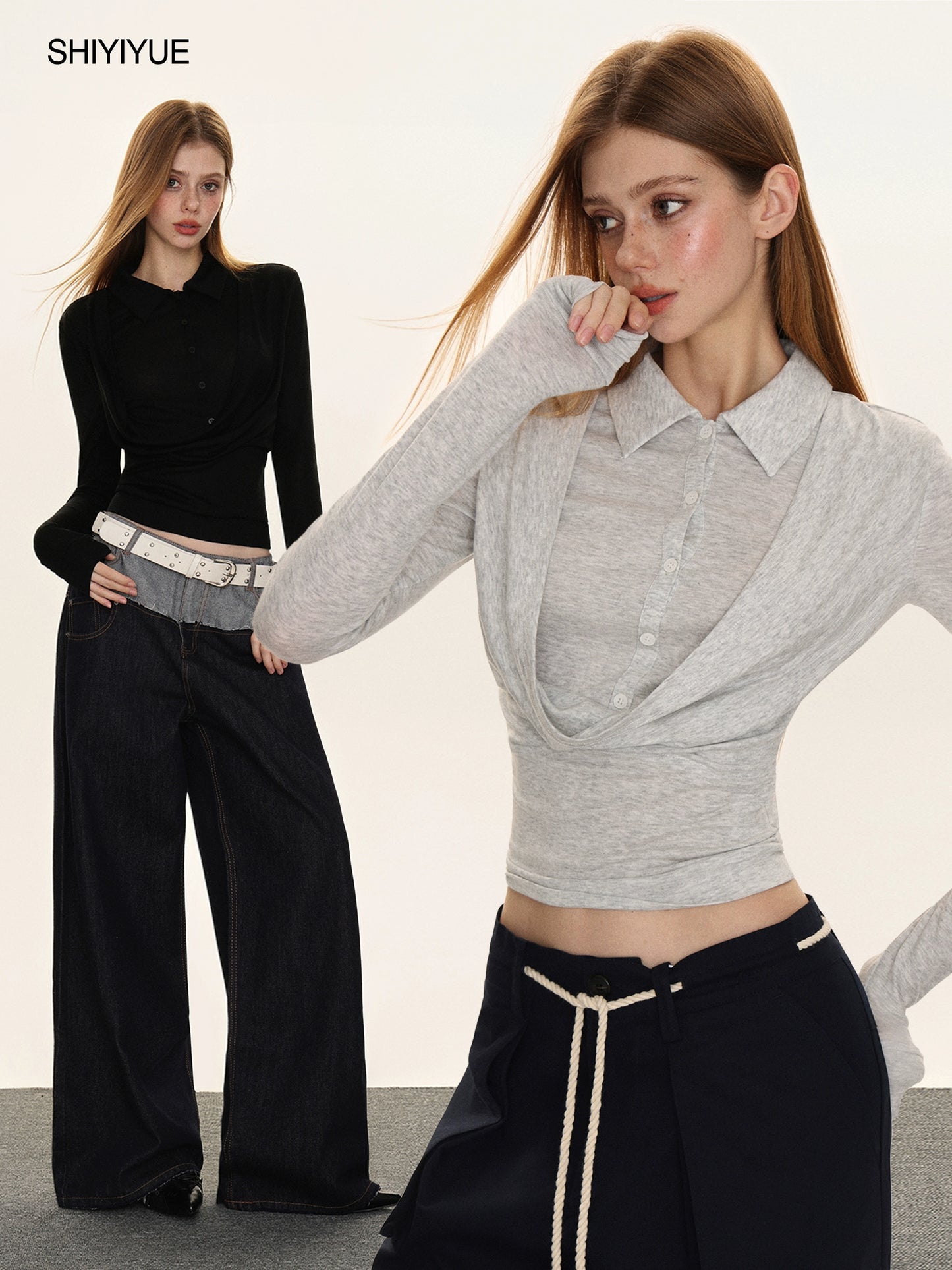 Polo collar button up top