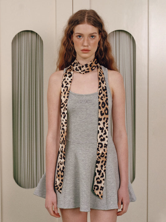 Leopard print narrow and long tie