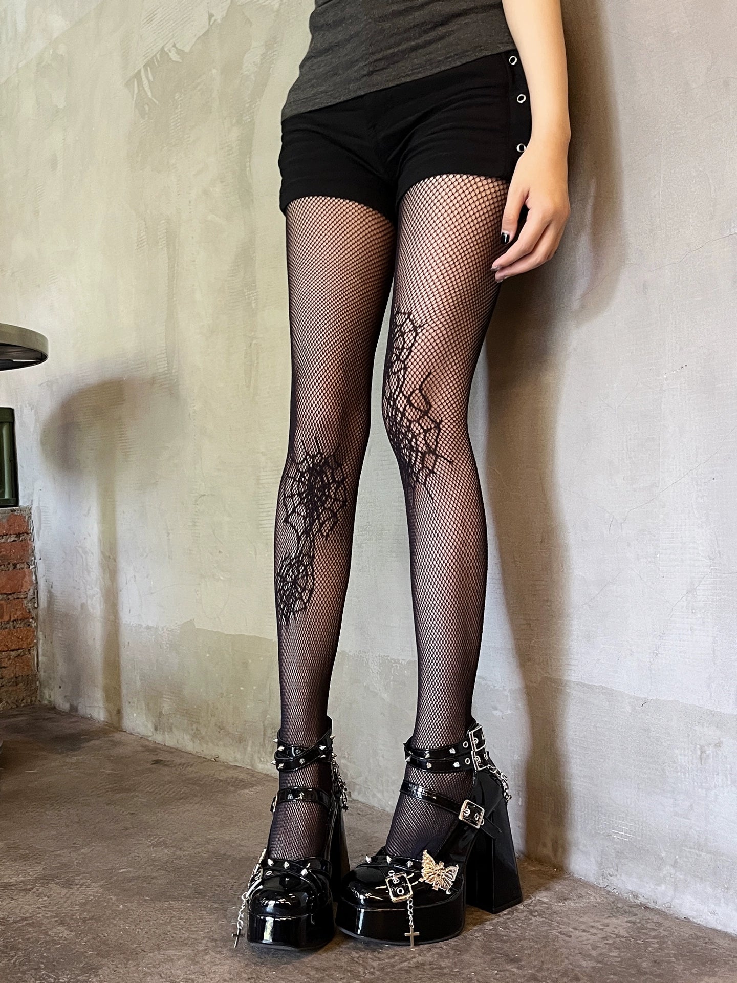 Spider web jacquard hollow pantyhose