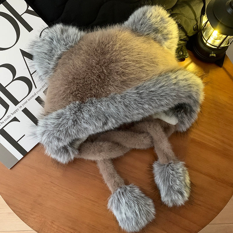 Cute rabbit ear plush hat