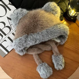 Cute rabbit ear plush hat