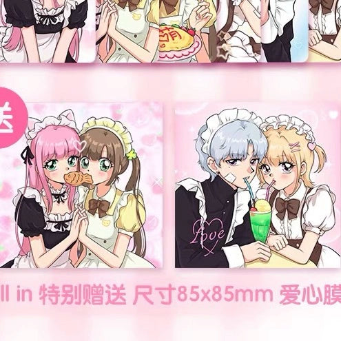 Maid Tea Shop Set Handbag Stickers Japanese Showa Card ID Photo