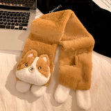 Lanhua Cat Flip up Half Finger Plush Gloves