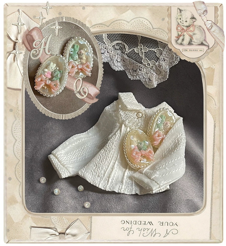 ~* Egg shaped Doll Storage Box *~Heavenly Toy Egg shaped Milk White Silk Pearl Girl Fun Earrings